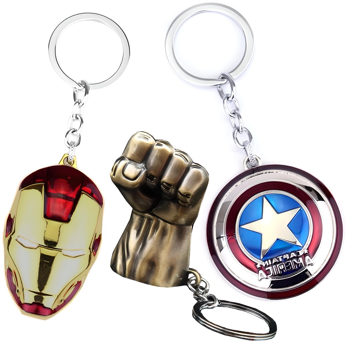 3X Brelok Zawieszka Do Kluczy Ironman Hulk Kapitan Ameryka