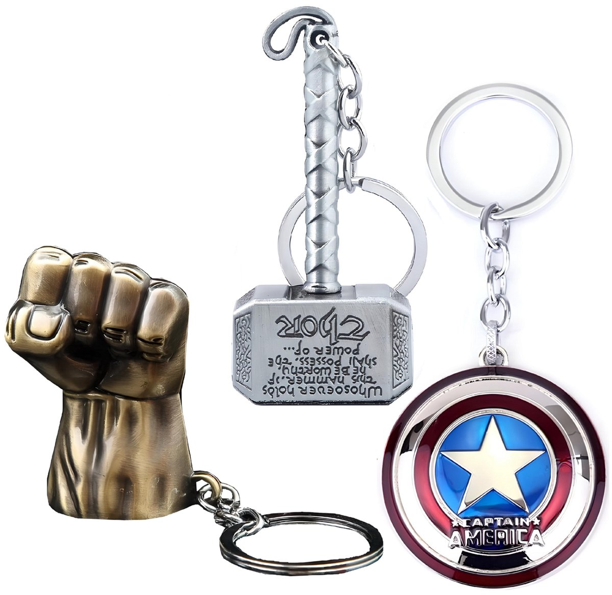 3X Brelok Zawieszka Do Kluczy Thor Hulk Kapitan