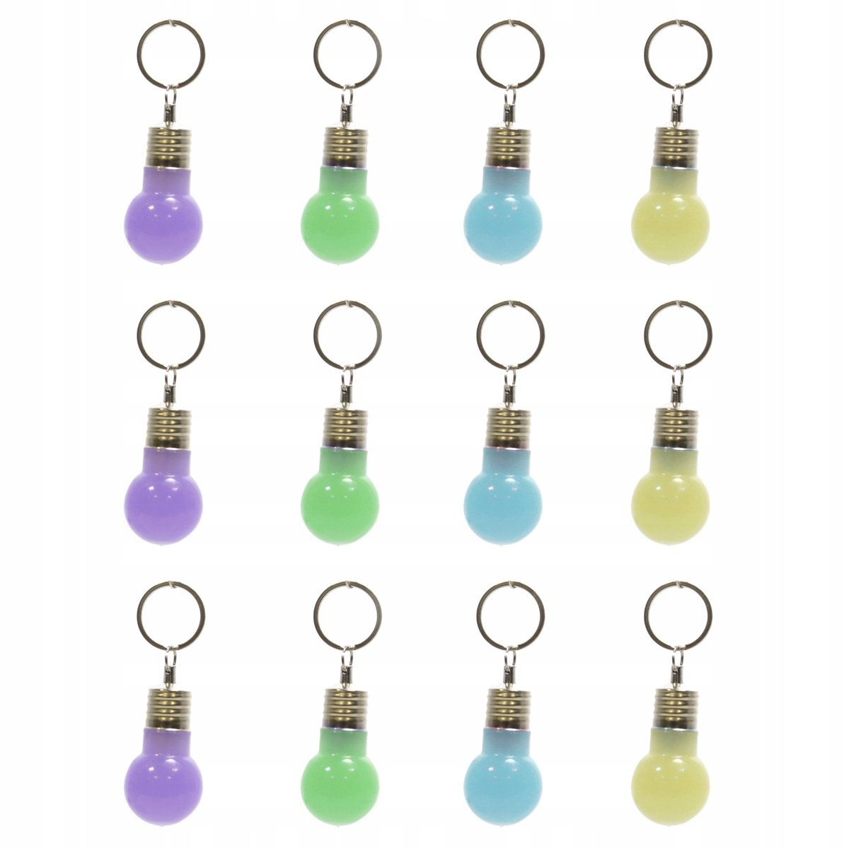 Brelok Świecący Żarówka Różne Kolory Zestaw 12Szt