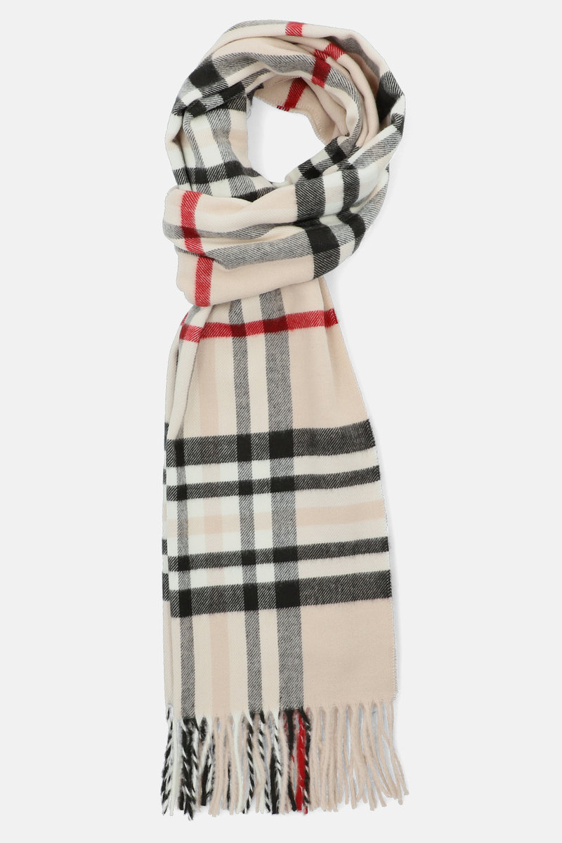 Szal Jasnobeżowy w Dużą Kratę Tartan Unisex