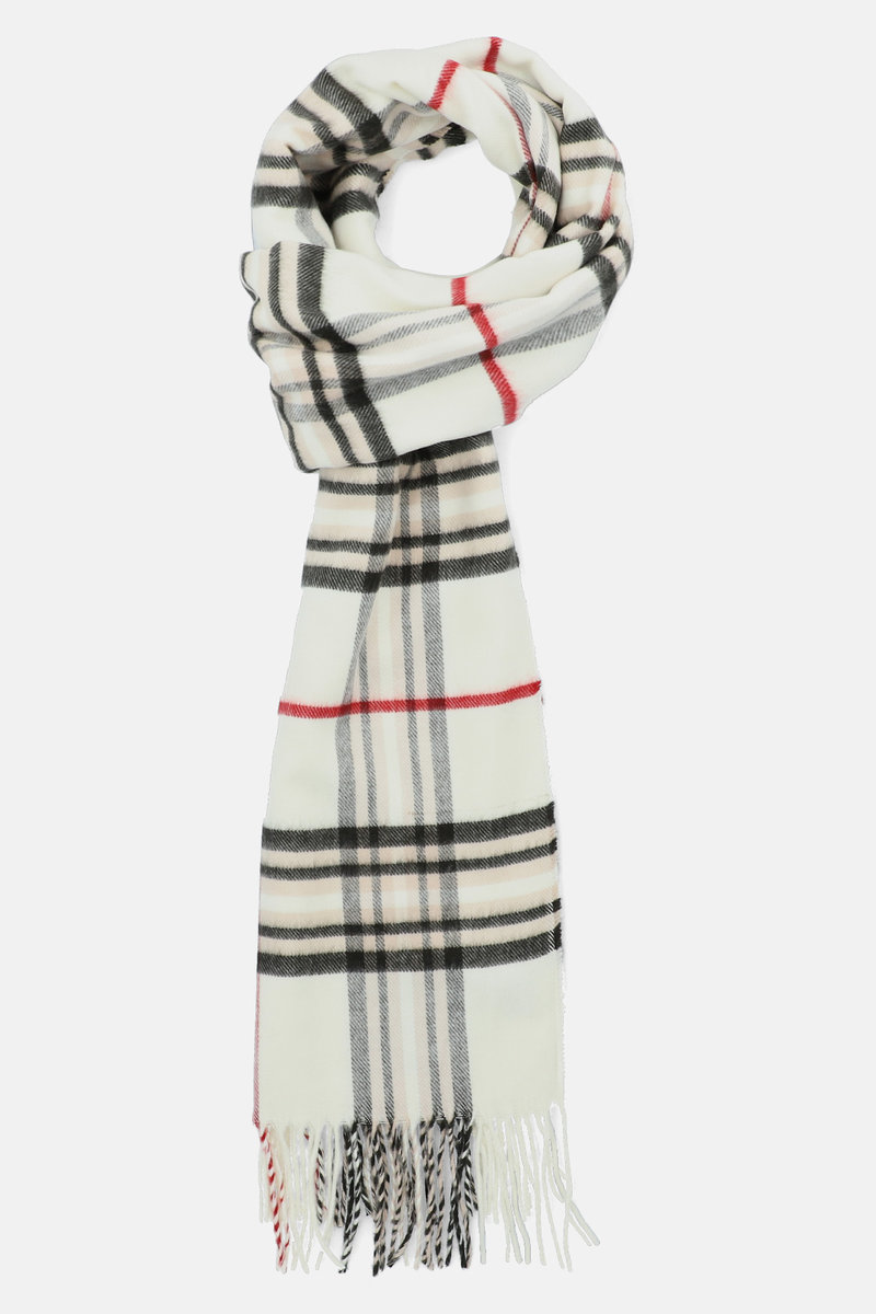 Szal Biały w Kratę Tartan Unisex