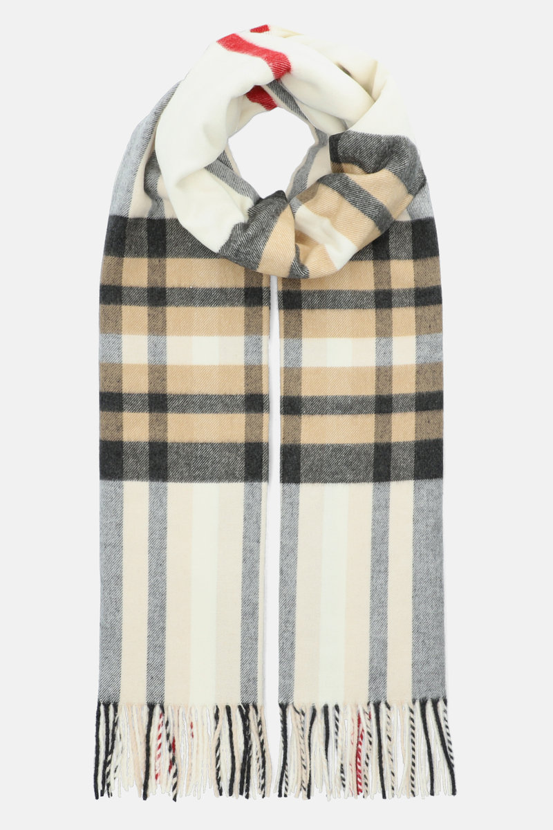 Szal Szaro-Beżowy w Kratę Tartan Unisex