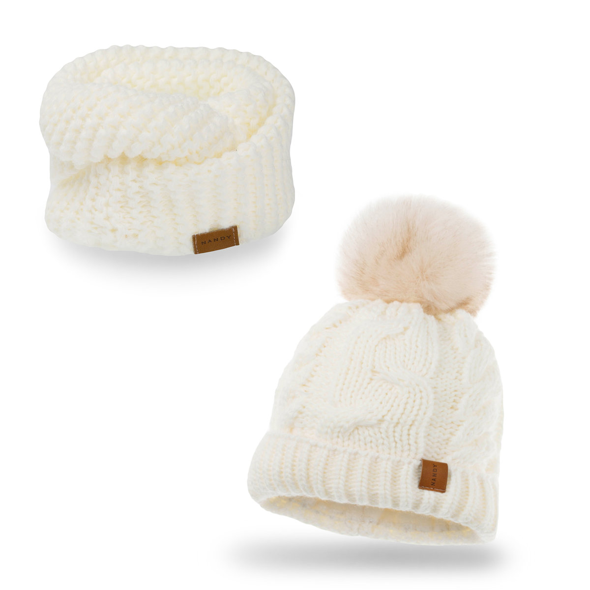 Nandy Komplet Dziecięcy Komin Czapka Z Polarem - Zest-Ck-17208-Ecru