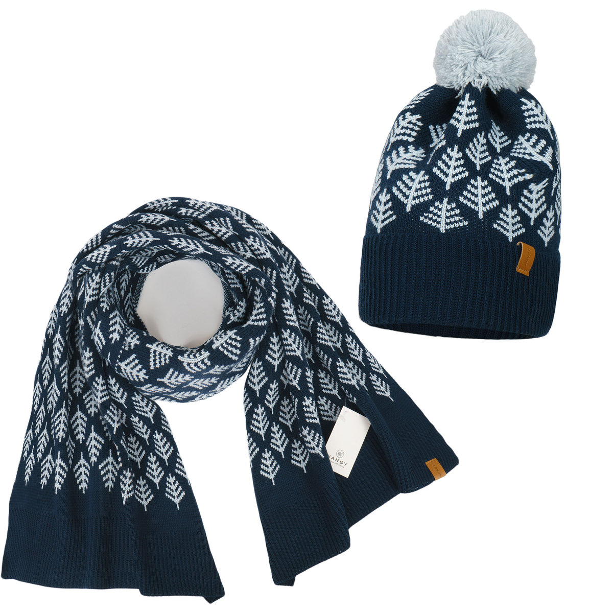 Nandy Komplet Czapka Szalik Ciepły Zimowy Choinki - Zest-Cs-2205095-19