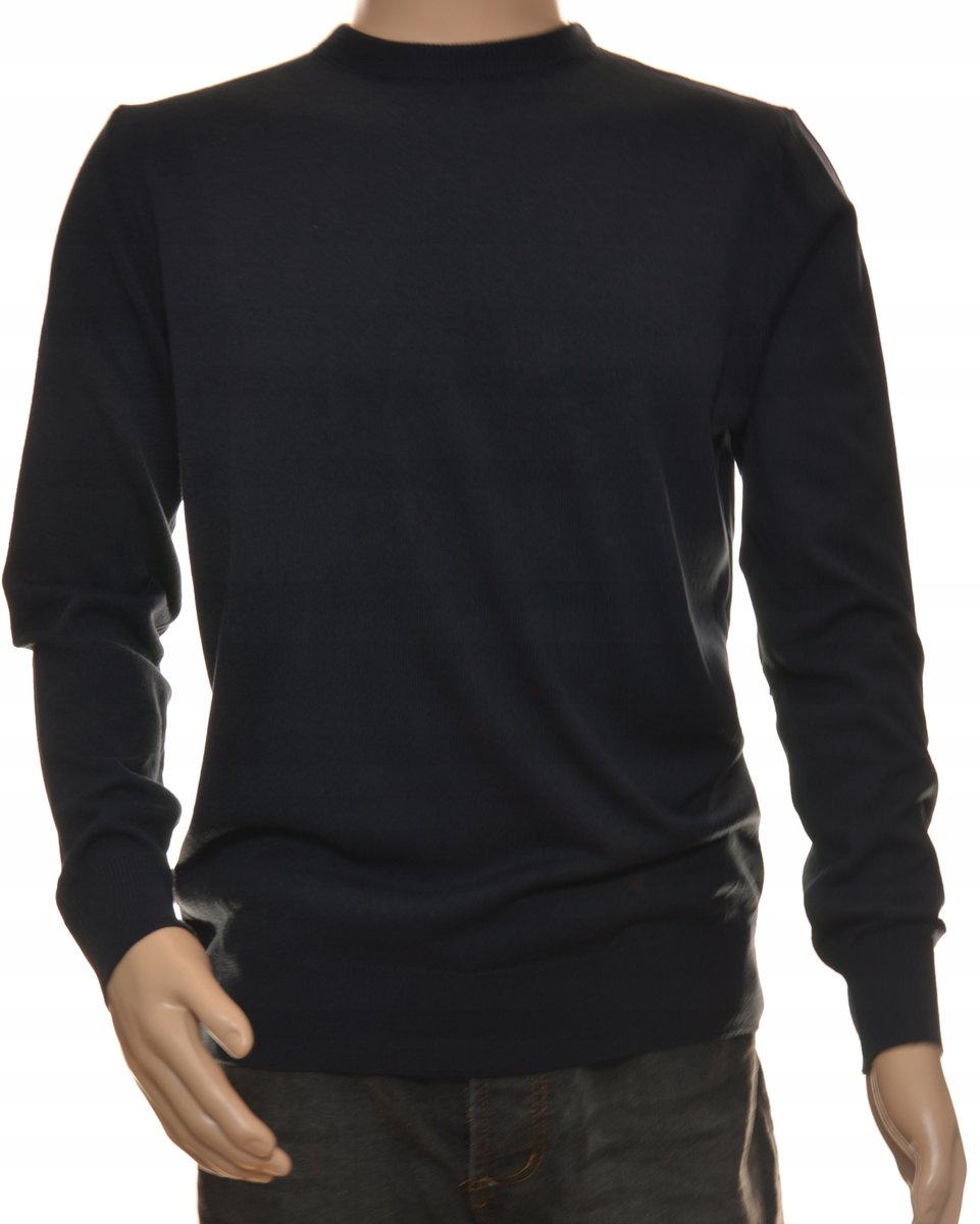 Sweter Męski Granatowy Gładki Wełniany Xl