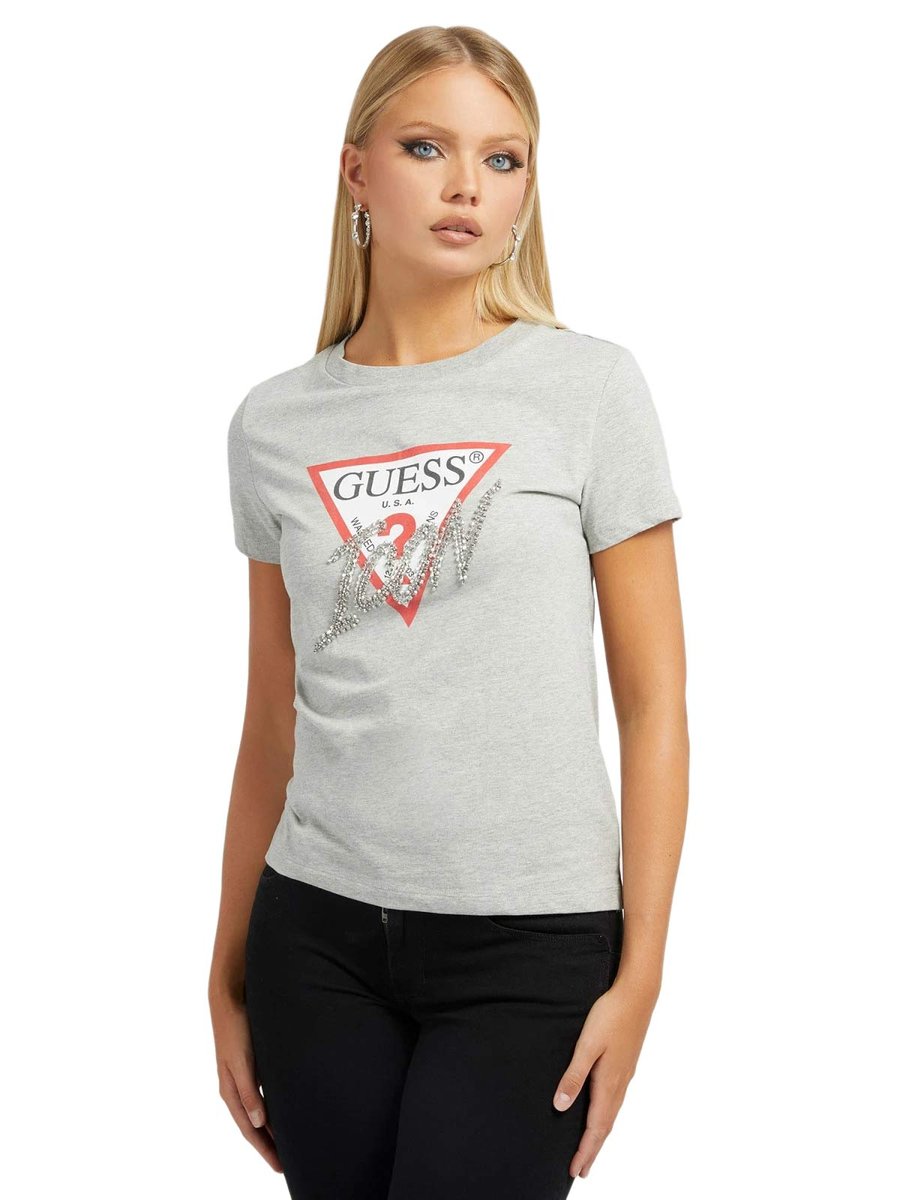 Guess Koszulka Damska T-Shirt Ss Cn Icon Tee Szara W2Bi12I3Z13 Lmgy Xs