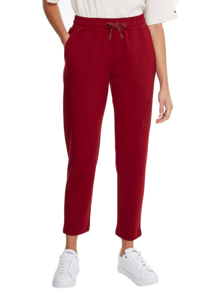 Tommy Hilfiger Damskie Spodnie Dresowe Interlock Tapered Pant Wino Ww0Ww36055 Xjs S
