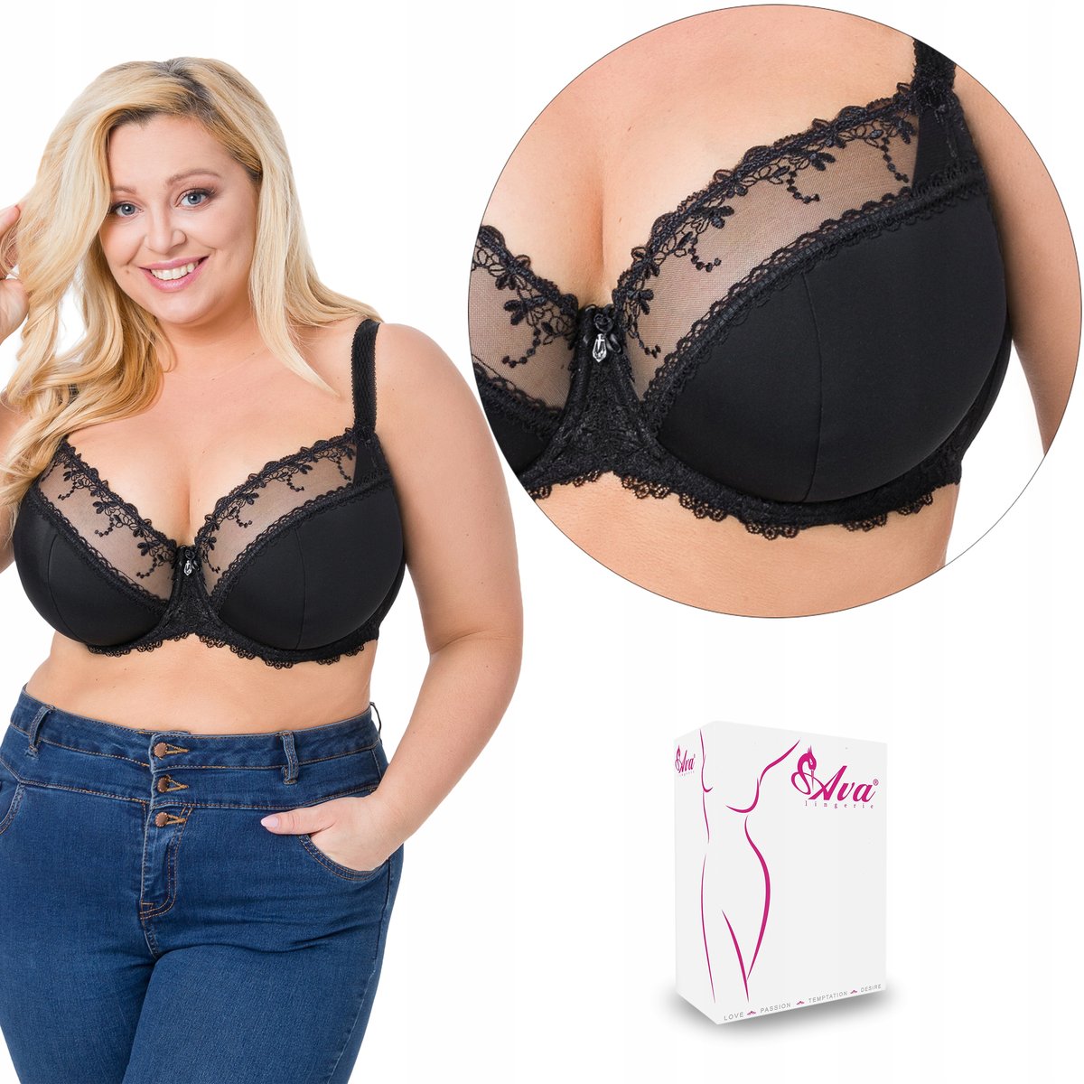 AVA biustonosz MAXI AV-1030 SEMI-SOFT czarny 100G