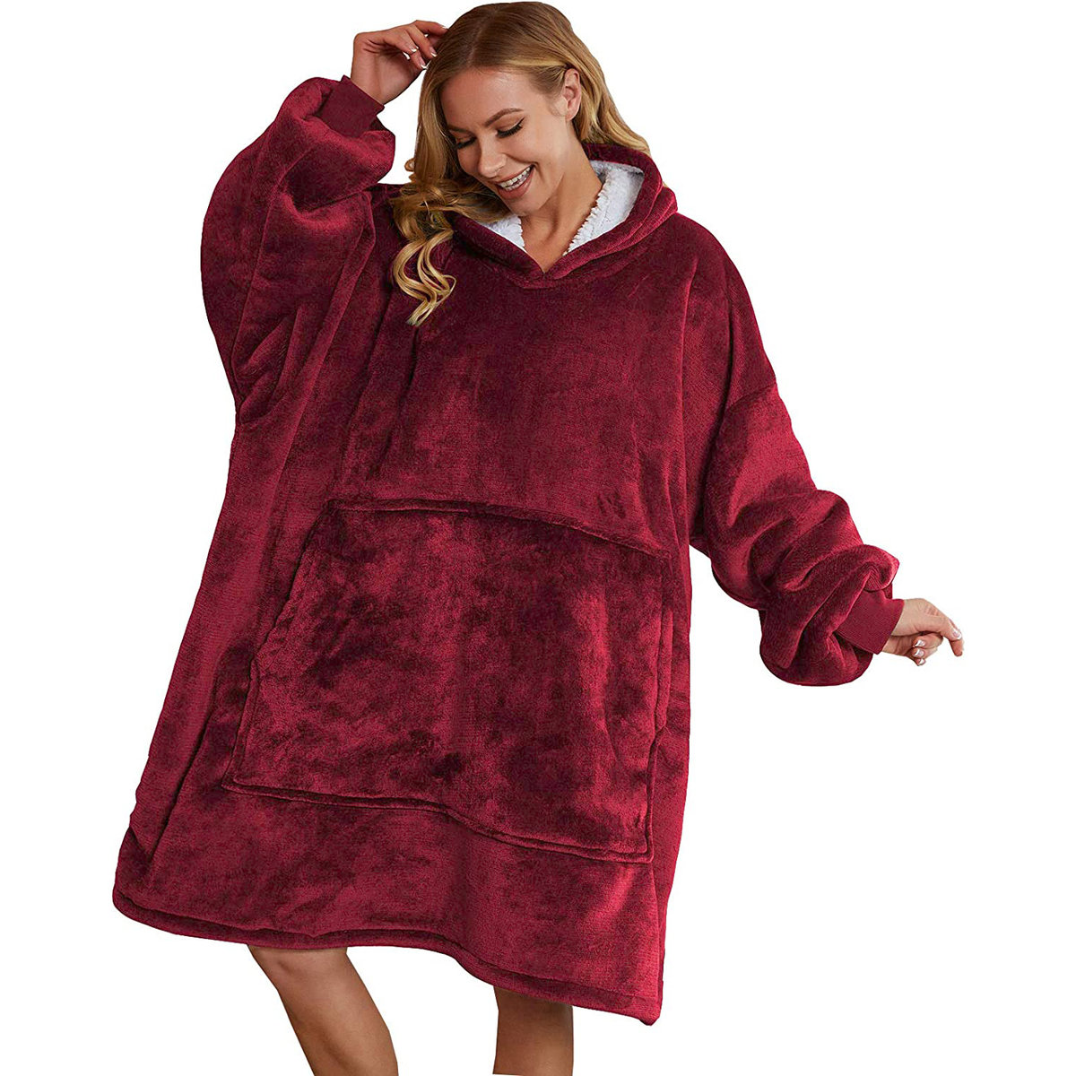 BLUZA KOC TV OVERSIZE BORDOWA