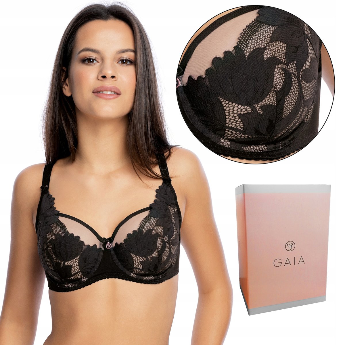 Miękki Biustonosz Gaia 1135 Nike Czarny Soft, 75H