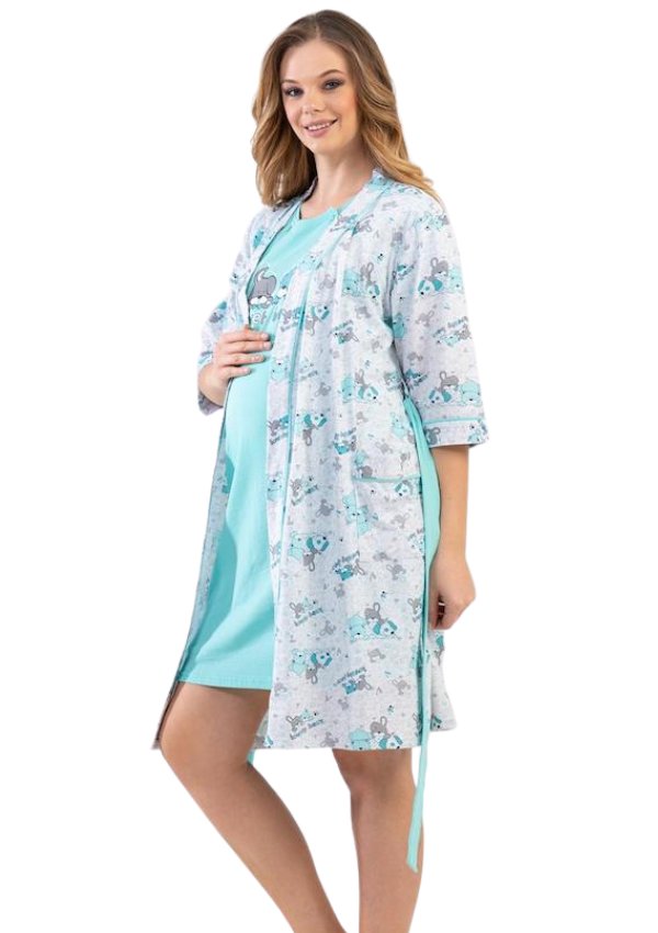 Komplet bawełniany koszula do karmienia szlafrok XL