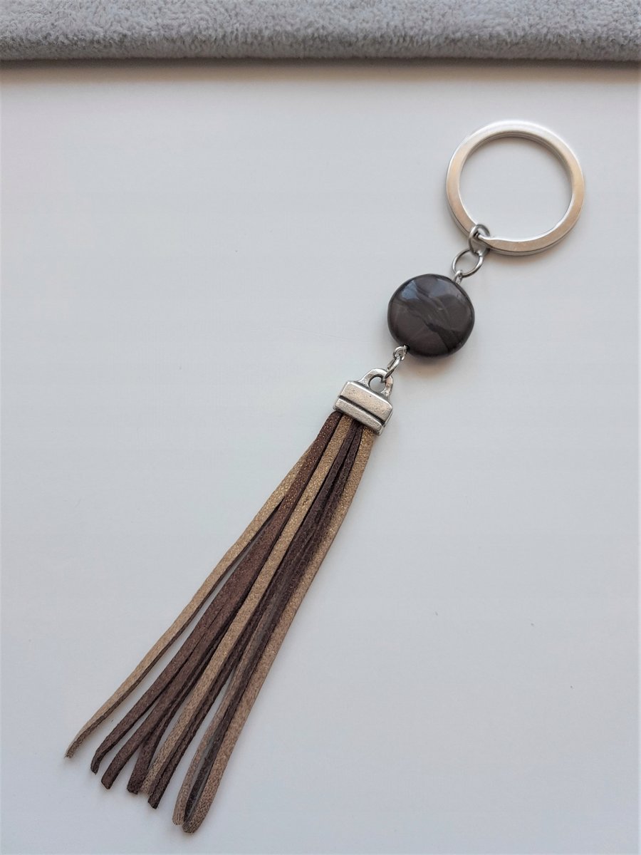 Brelok Chwost Do Kluczy Brąz Złoty Brokat Bronzit