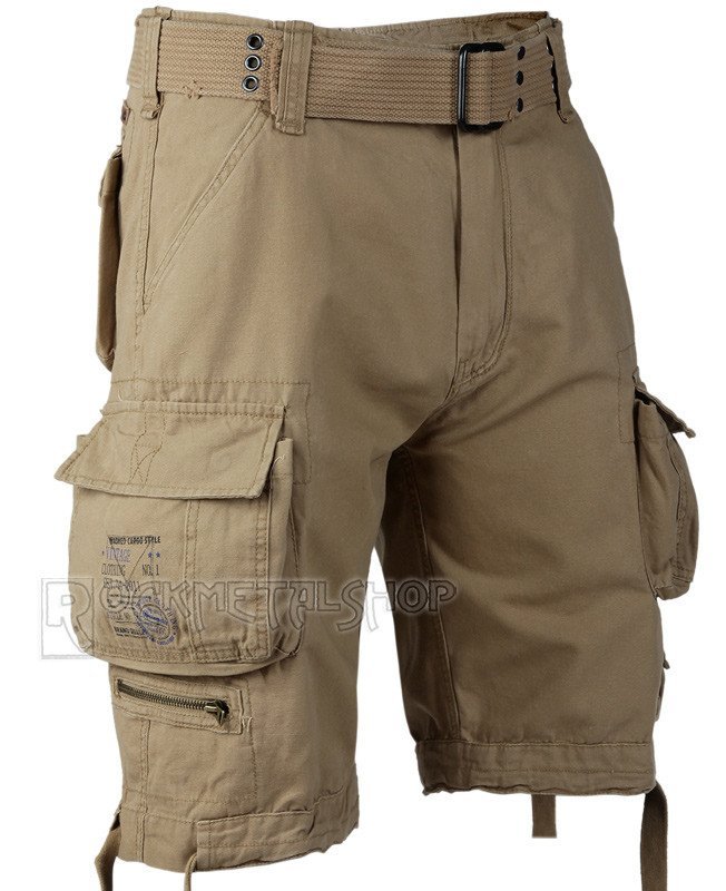 spodnie bojówki krótkie SAVAGE VINTAGE SHORTS - BEIGE-S