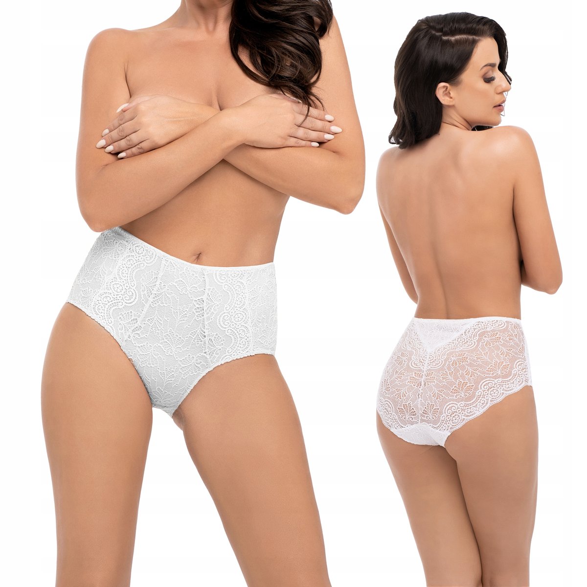 Babell BBL 2009 Koronkowe Figi wysoki stan Białe M