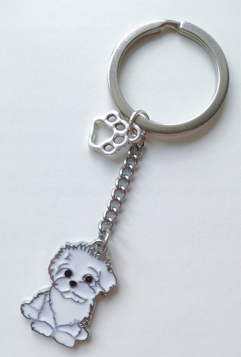 Breloczek Brelok Do Kluczy Biały Pies Maltańczyk