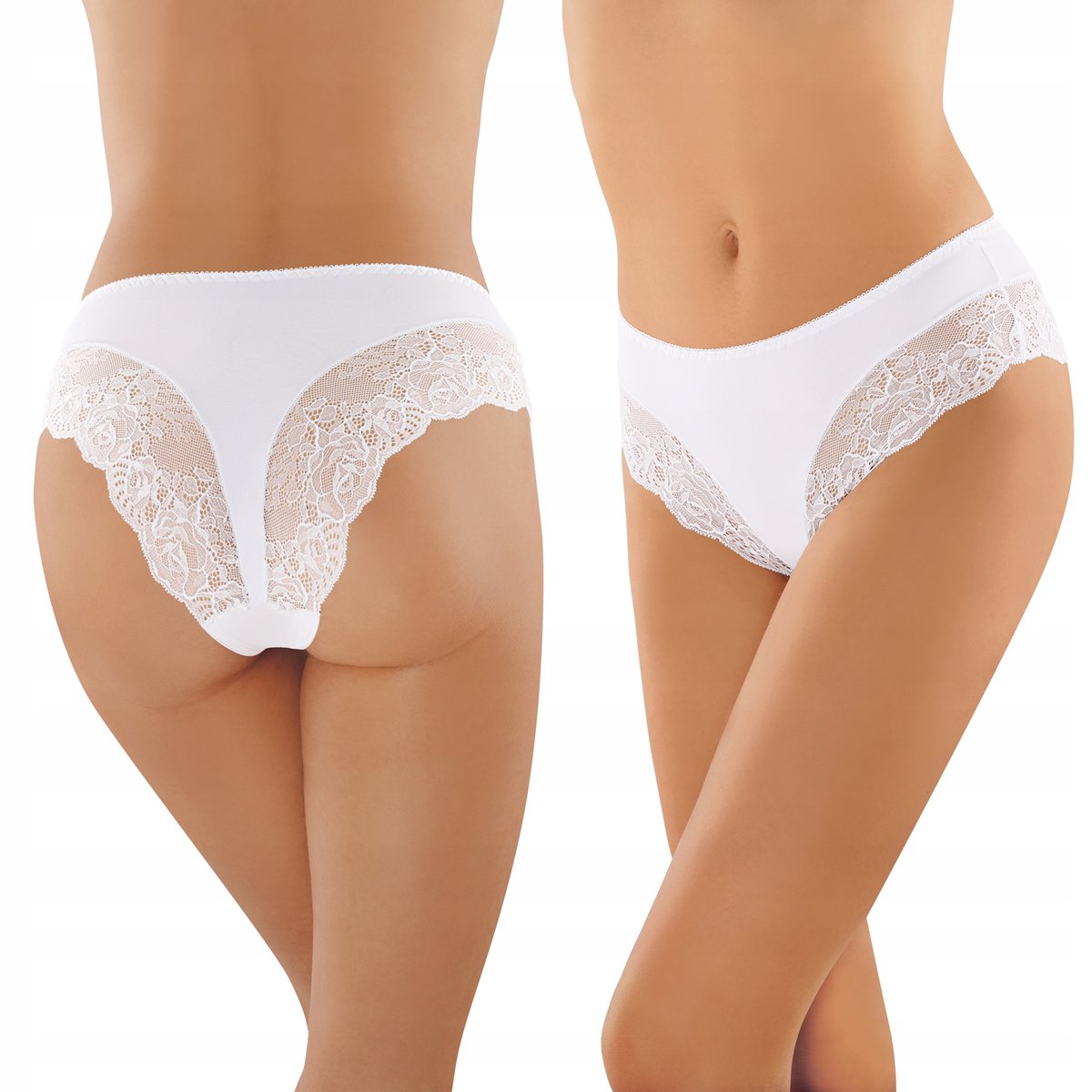 Babell 121 Majtki Koronkowe Figi damskie Biały S