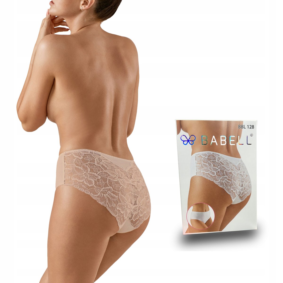 Babell BBL 128 Koronkowe Figi bawełna Beżowy S