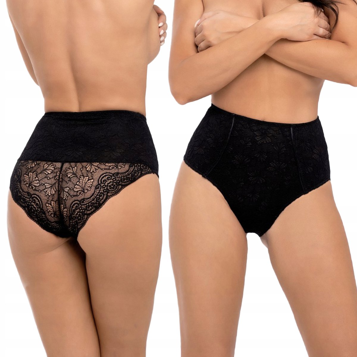 Babell 2008 Koronkowe Figi wysoki stan Czarne XL