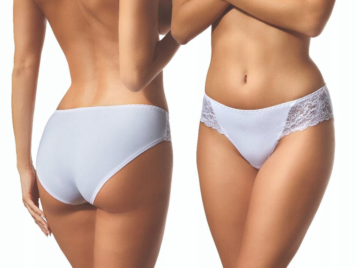 Majtki Babell 011 - Bawełna Koronka - BIAŁE - S