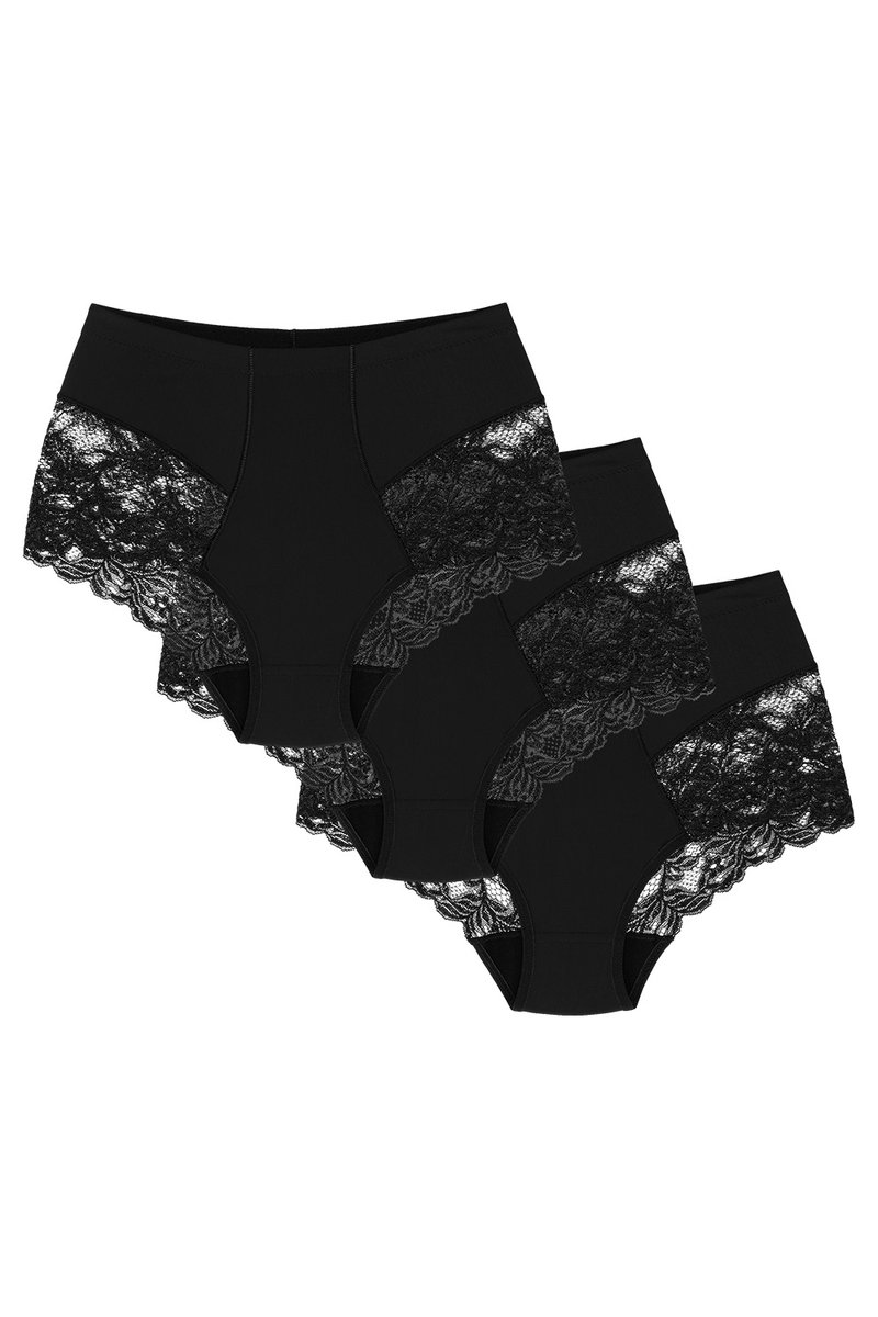 Wol-Bar Slimea 3-pak czarny 2XL Majtki wysokie figi