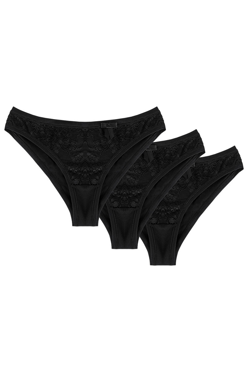 Wol-Bar Soft Pretty 3-pak czarny S Majtki figi