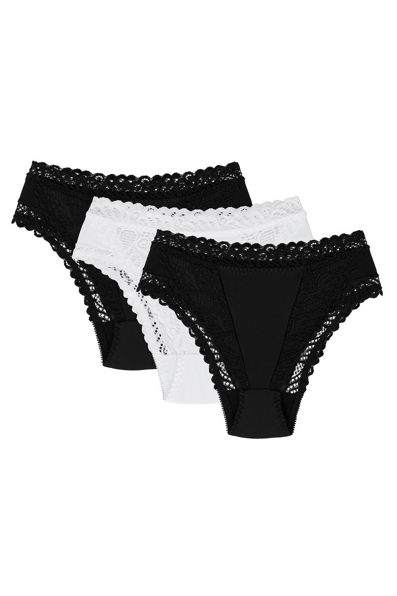 Wol-Bar Abra 3-pak czarny-czarny-biały XL Majtki figi