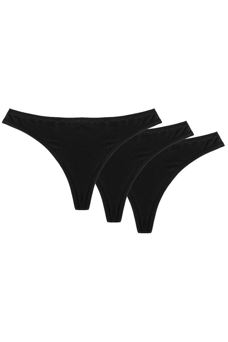 Wol-Bar Soft Simple 3-pak czarny L Majtki stringi