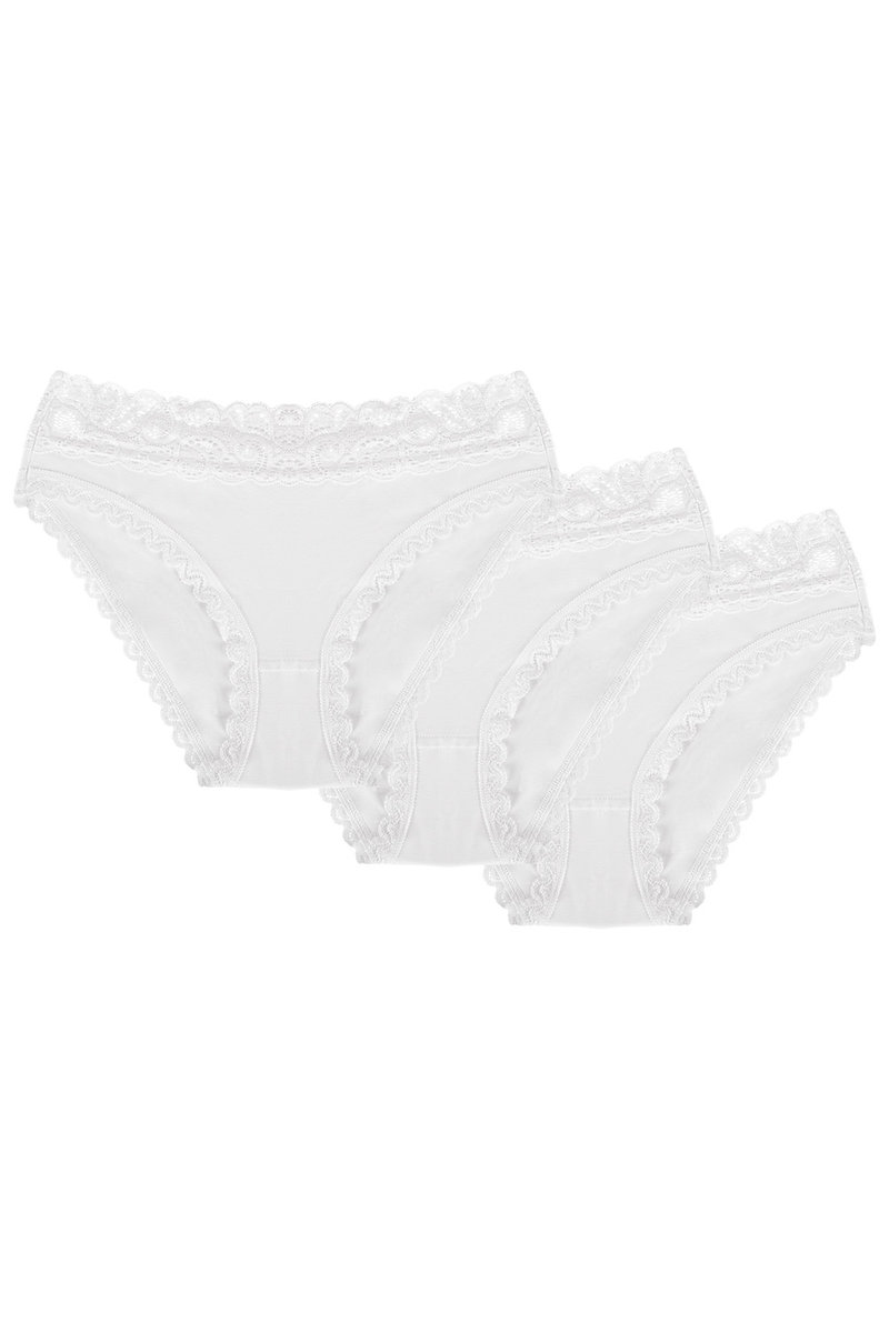 Wol-Bar Soft Lovely 3-pak biały S Majtki figi
