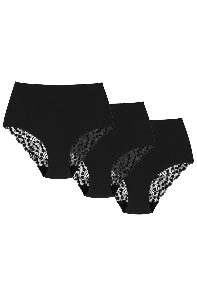 Wol-Bar Promessa 3-pak czarny XL Majtki wysokie figi