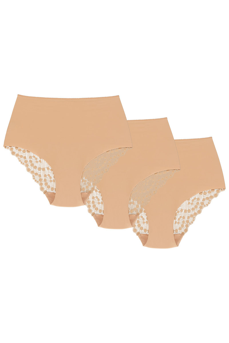 Wol-Bar Promessa 3-pak beżowy XL Majtki wysokie figi