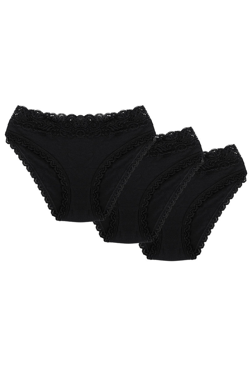 Wol-Bar Soft Lovely 3-pak czarny M Majtki figi