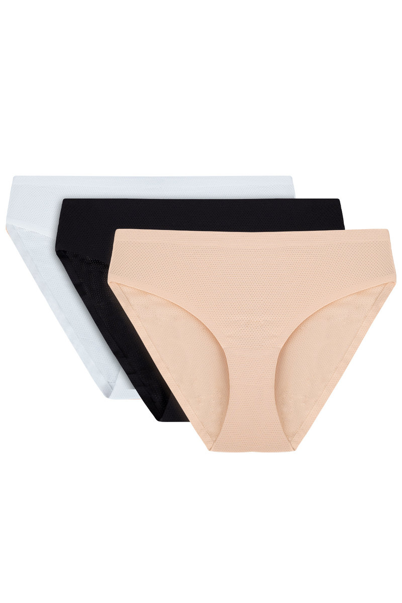 Vivisence 4011 3-pack biały/czarny/beżowy S Majtki figi