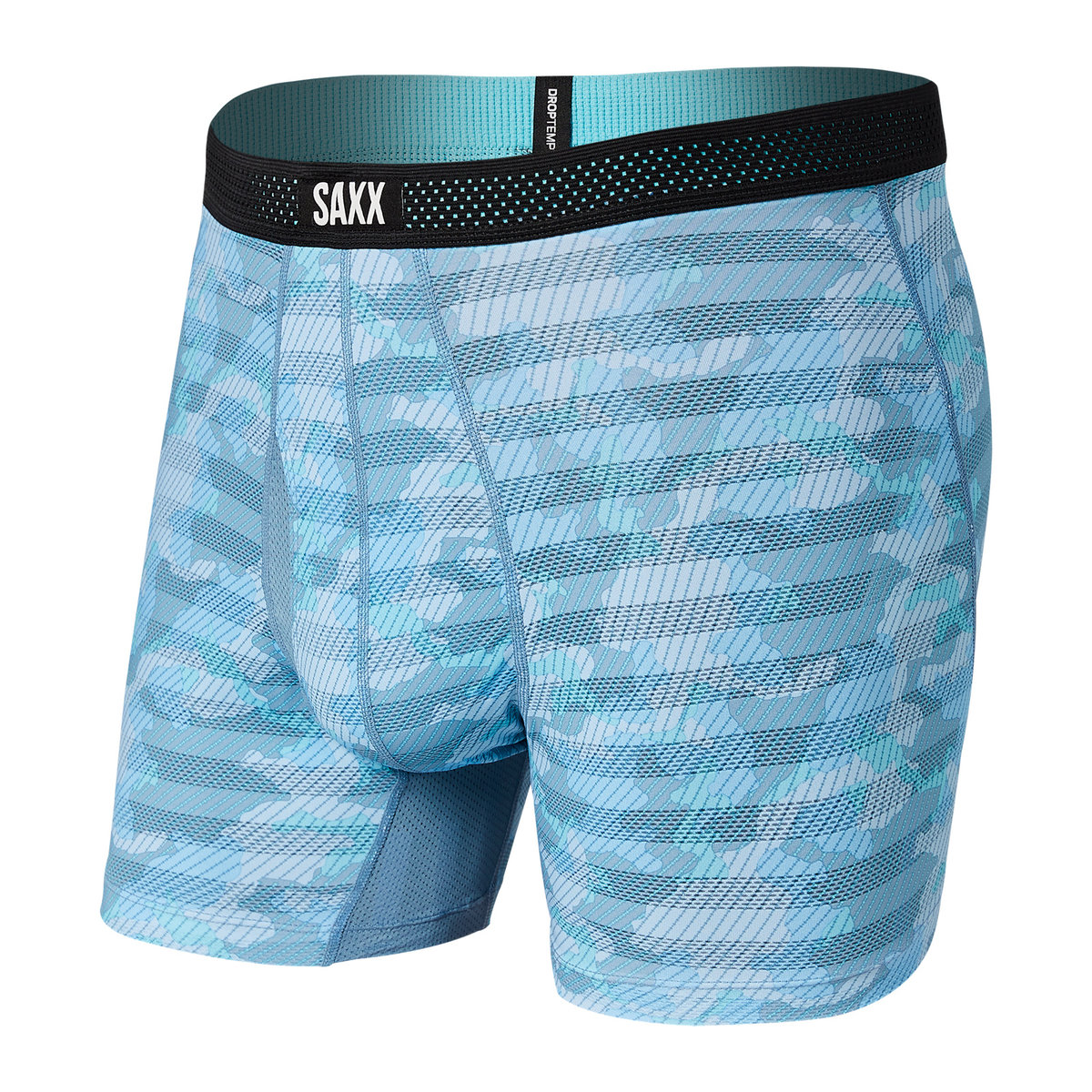 Bokserki męskie chłodzące / sportowe z rozporkiem SAXX HOT SHOT Boxer Brief Fly lodowiec szelfowy – niebieski-S