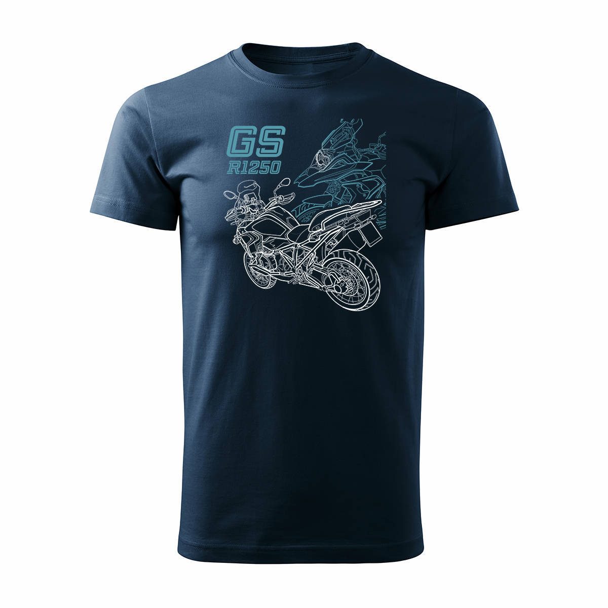Koszulka motocyklowa z motocyklem na motor BMW GS 1250 ADVENTURE męska granatowa REGULAR-S