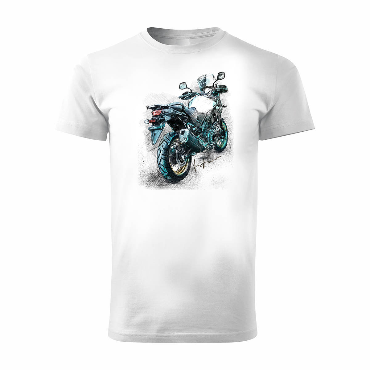 Koszulka z motocyklem na motor Suzuki V-strom Vstrom DL 650 XT męska biała REGULAR-L
