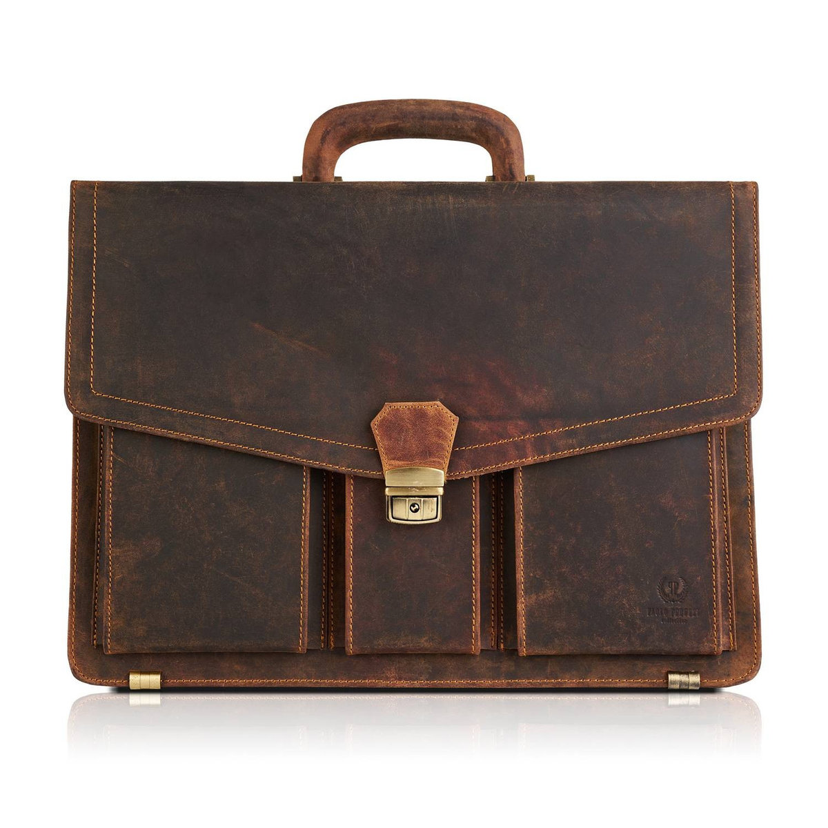 AKTÓWKA MĘSKA SKÓRZANA VINTAGE PAOLO PERUZZI T-80-HBR
