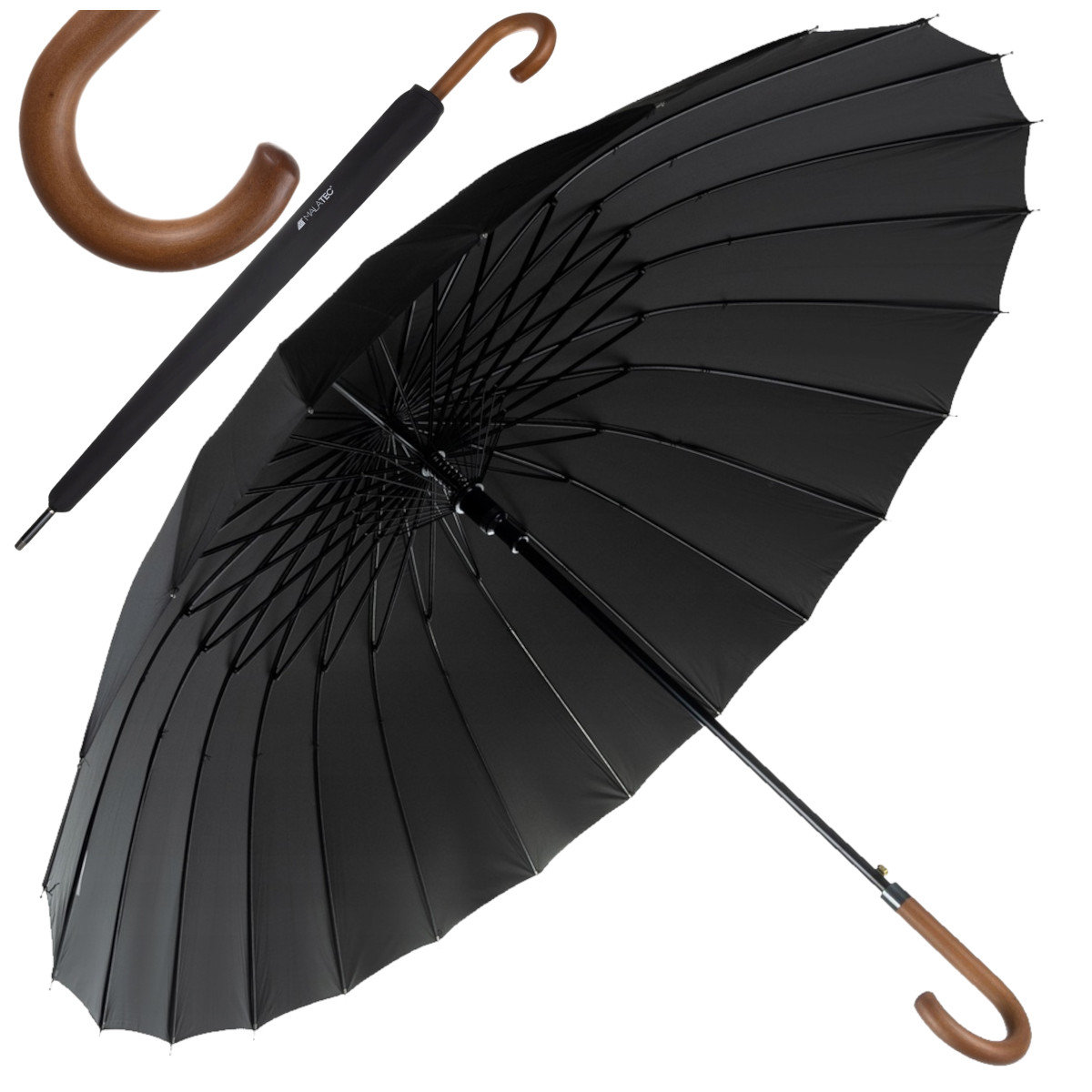 Parasol Rządowy Duży Xxl 145Cm Druty Włókno Drewno O258