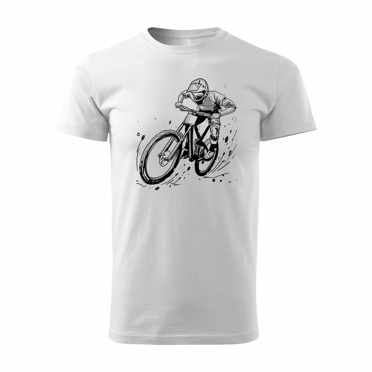 Koszulka rowerowa na rower z rowerem górskim MTB Downhill Mountain Bike męska biała REGULAR-XXL