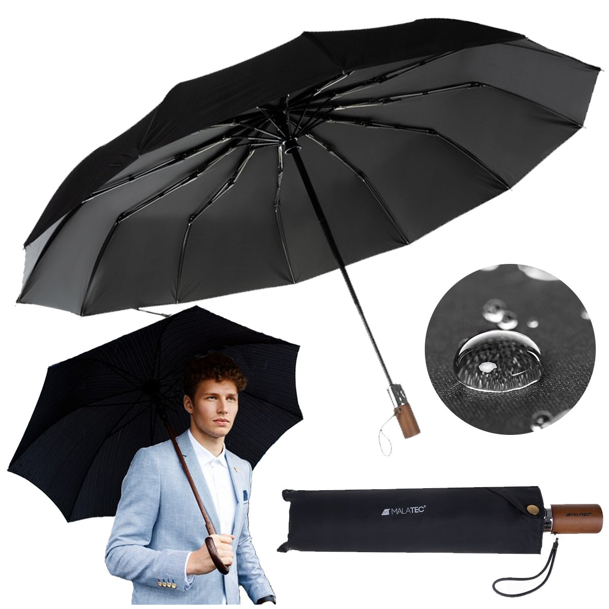 Parasol Składany Parasolka Automat 12 Drutów Mocny O257