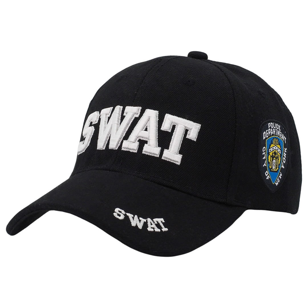 Czapka z daszkiem SWAT czarna męska dżokejka