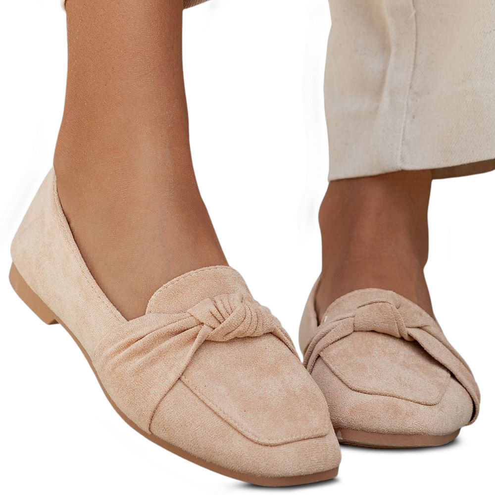 Buty Mokasyny Damskie Stylowe Modne Eleganckie Zamszowe Exma Beżowe 38