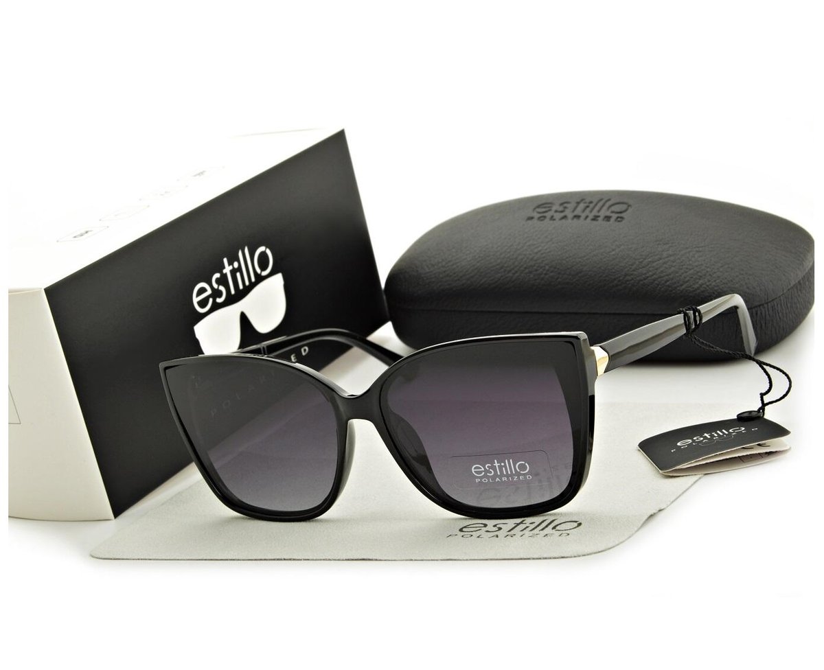 Damskie okulary przeciwsłoneczne polaryzacyjne czarne EST-06-1 Estillo
