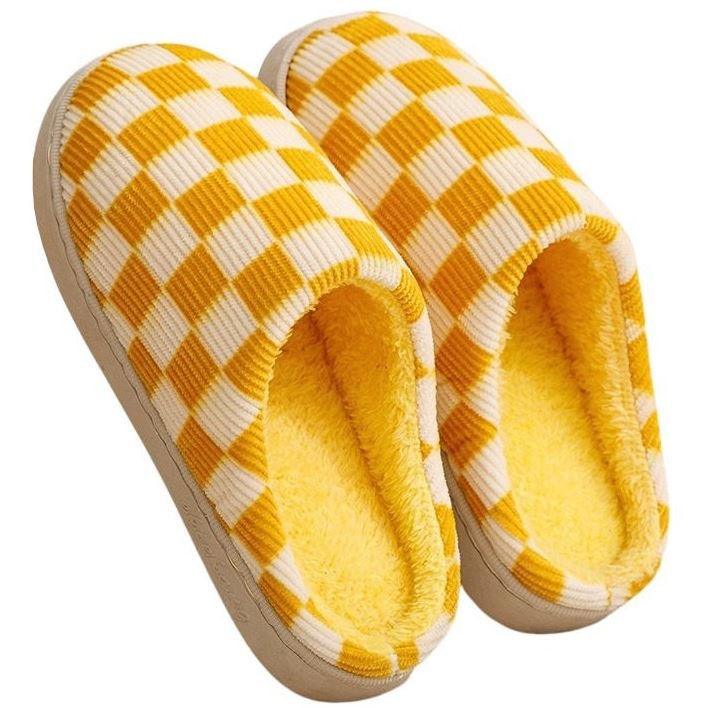 Kapcie Papcie Damske W Kratę Żółte DinDon 36/37