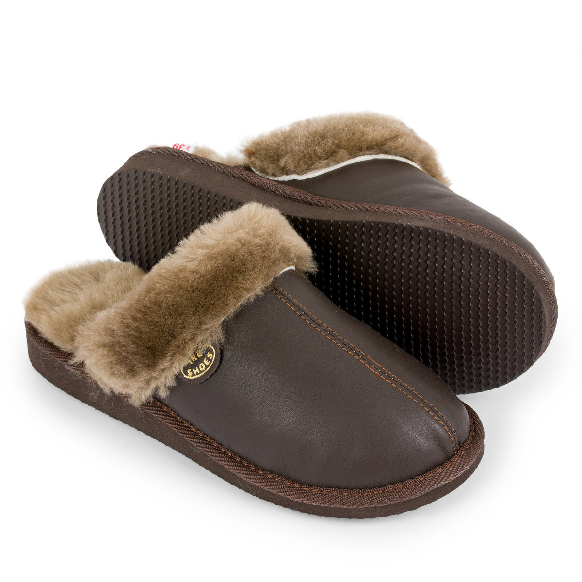 Ire Shoes Kapcie Damskie Owcza Wełna Skórzane r.40