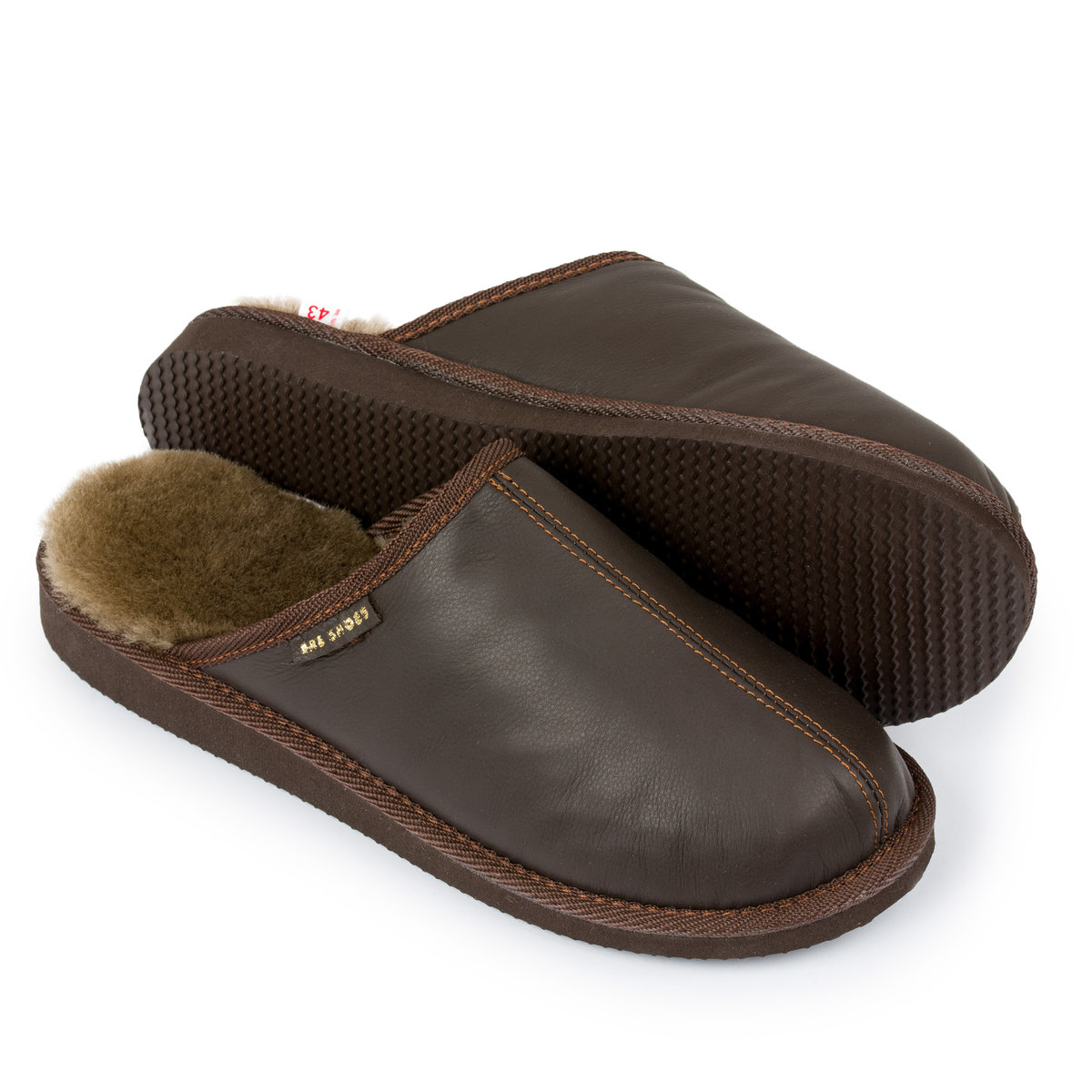 Ire Shoes Kapcie Męskie Owcza Wełna Skórzane r.42