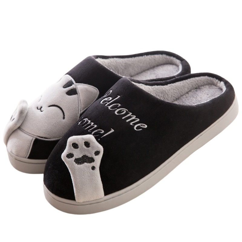 Kapcie Damskie Welcome Home z kotem Czarne 38/39