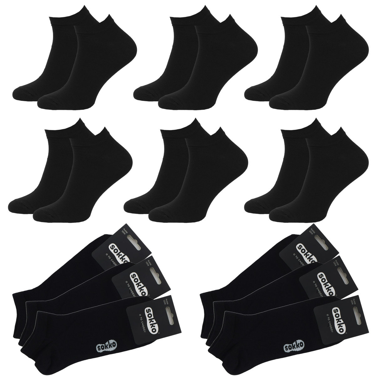 6X SOKKO STOPKI DAMSKIE MĘSKIE NISKIE BAMBUSOWE 39-42 - SD6-S61-CZA-39-41