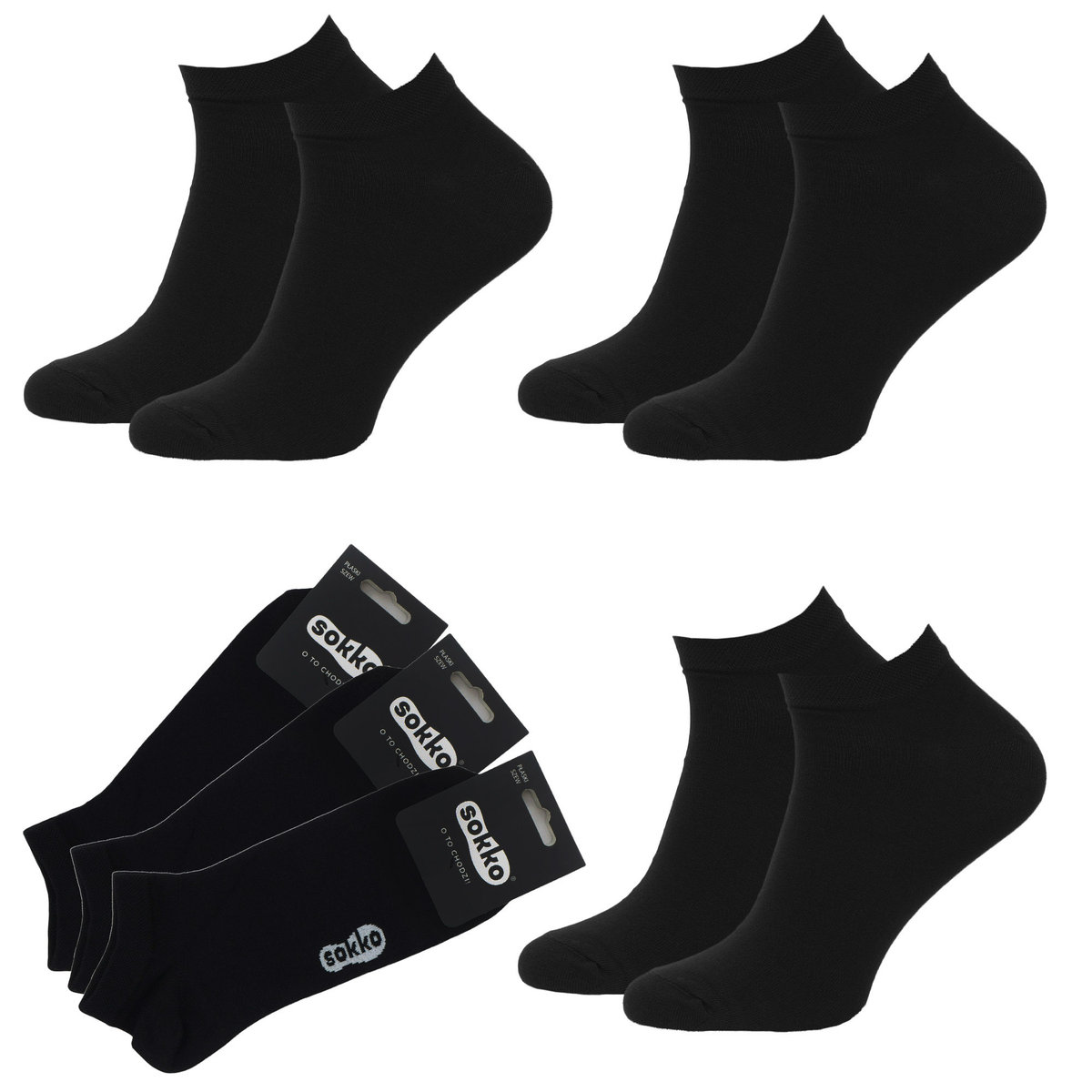 3X SOKKO STOPKI DAMSKIE MĘSKIE NISKIE BAMBUSOWE 39-41 - SD3-S61-CZA-39-41