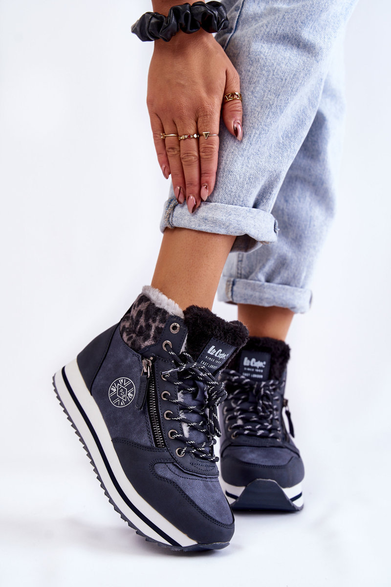 Damskie Botki Ocieplane Lee Cooper LCJ-22-31-1450 Granatowe-39