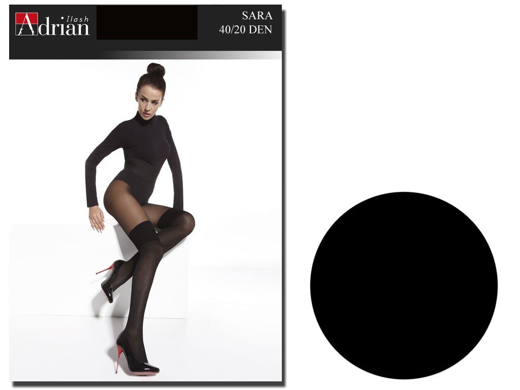 Rajstopy Jak Pończochy 20 / 40 Den Sara Prążki Nero 2